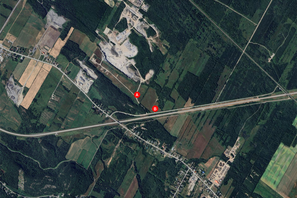 Carte du secteur route à Poirier